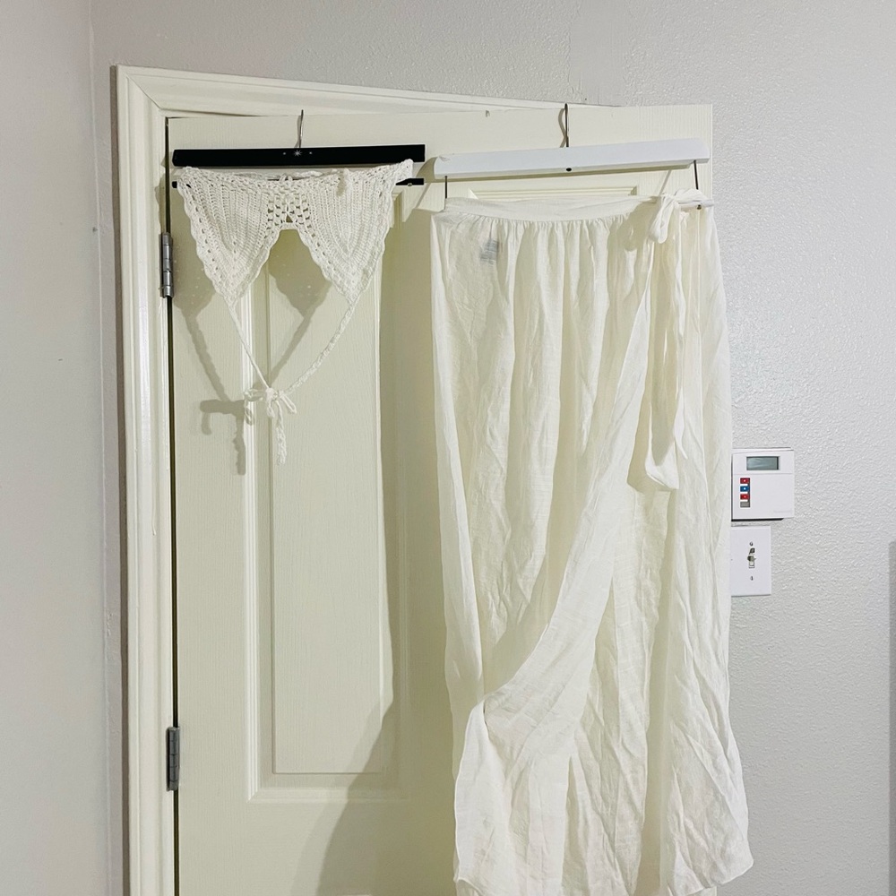 Elegant White knit swimsuit cover up set